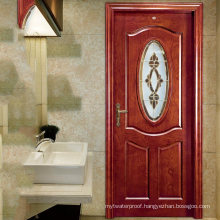 High Quality Standard with Glass Inserts Solid Wood Bathroom Door